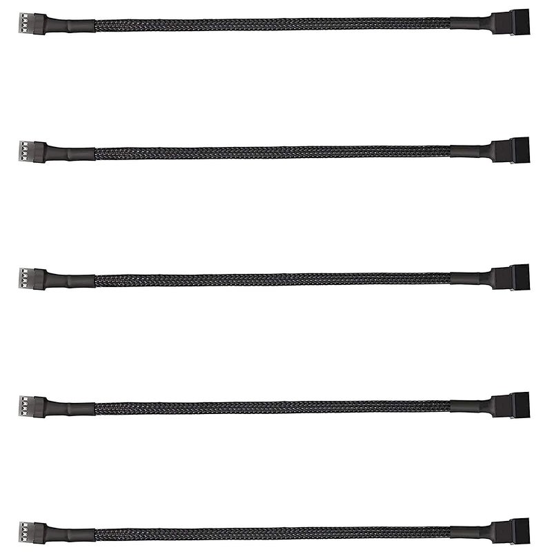 ThreeBulls 5 Pack 4-Pin PWM Fan Splitter Cable, Sleeved Braided Adapter Computer PC Fan Power Extension Cable Converter for Computer ATX Case 4-Pin/3-Pin Cooling Fan Cable (10.6") - Image 1